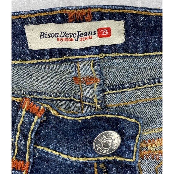 Bisou Deve Jeans Womens Size 5 Dark Wash Low Rise Straight Denim Flap Pockets - Picture 7 of 16